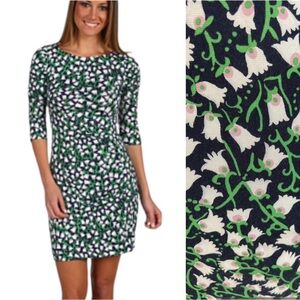Lilly Pulitzer Jeannie Bright Navy Valley Girl Ruched Jersey Silk Mini Dress - M